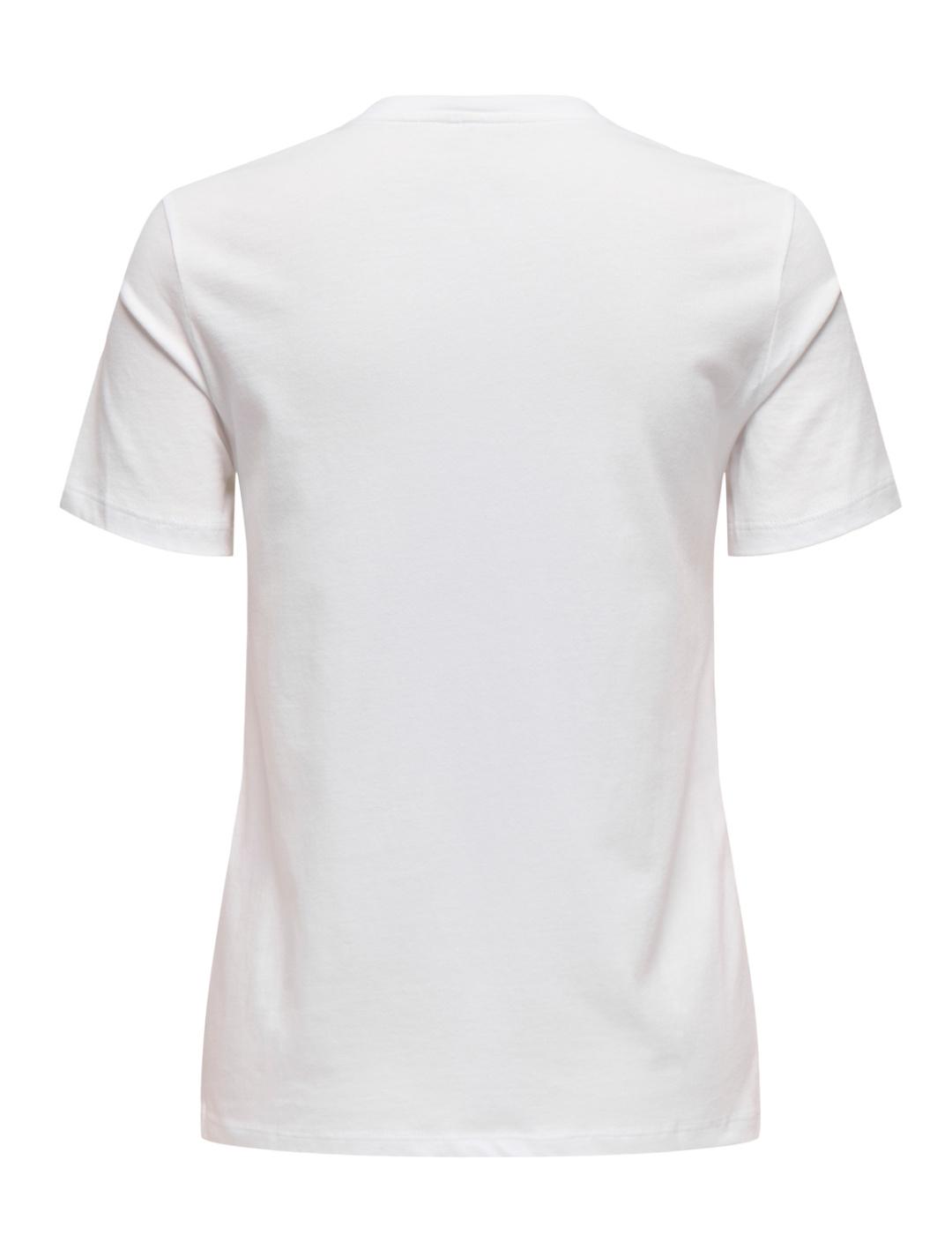 Camiseta Only Lucia blanca tigre brillo manga corta de mujer