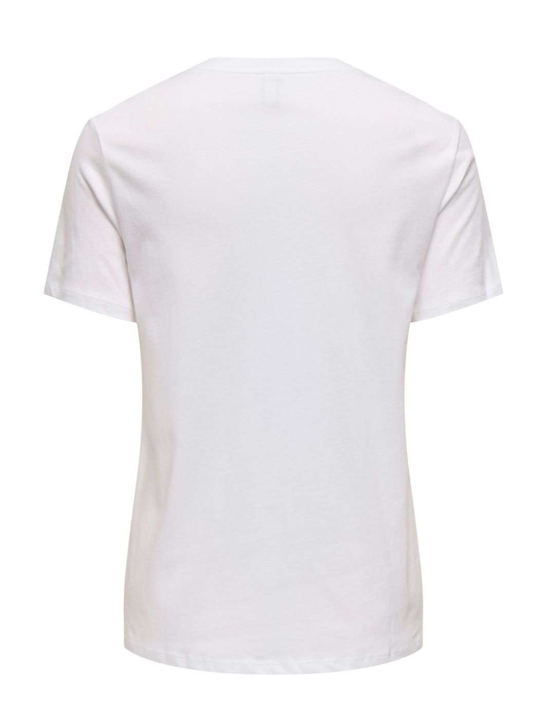 Camiseta Only Lucia blanca tigre rosa manga corta para mujer