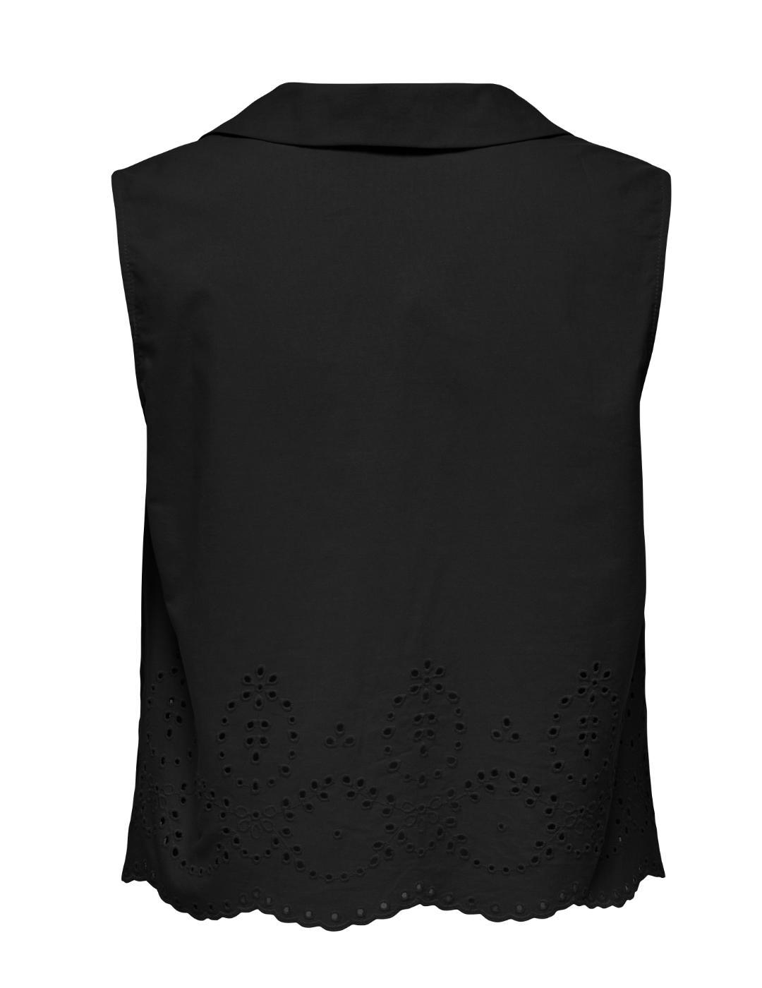 Camisa Only Roxanne sisa negra troquelado para mujer