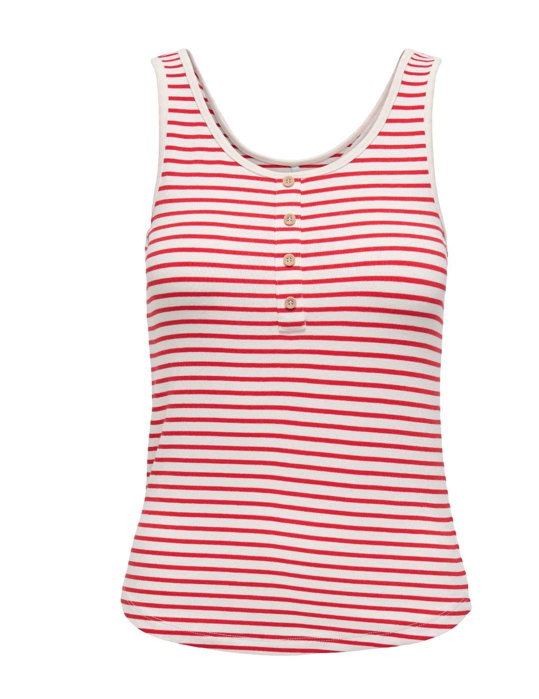 Camiseta Only Devin blanca rayas rojas tirantes para mujer