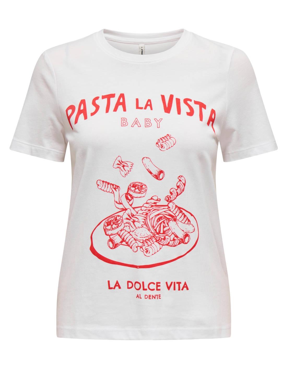 Camiseta Only Penny Pasta blanca manga corta para mujer