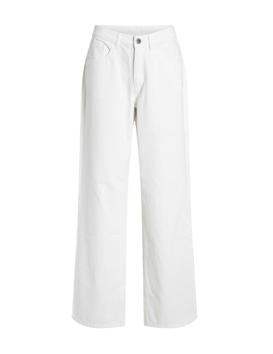 Pantalón vaquero Vila Palma Wide blanco para mujer
