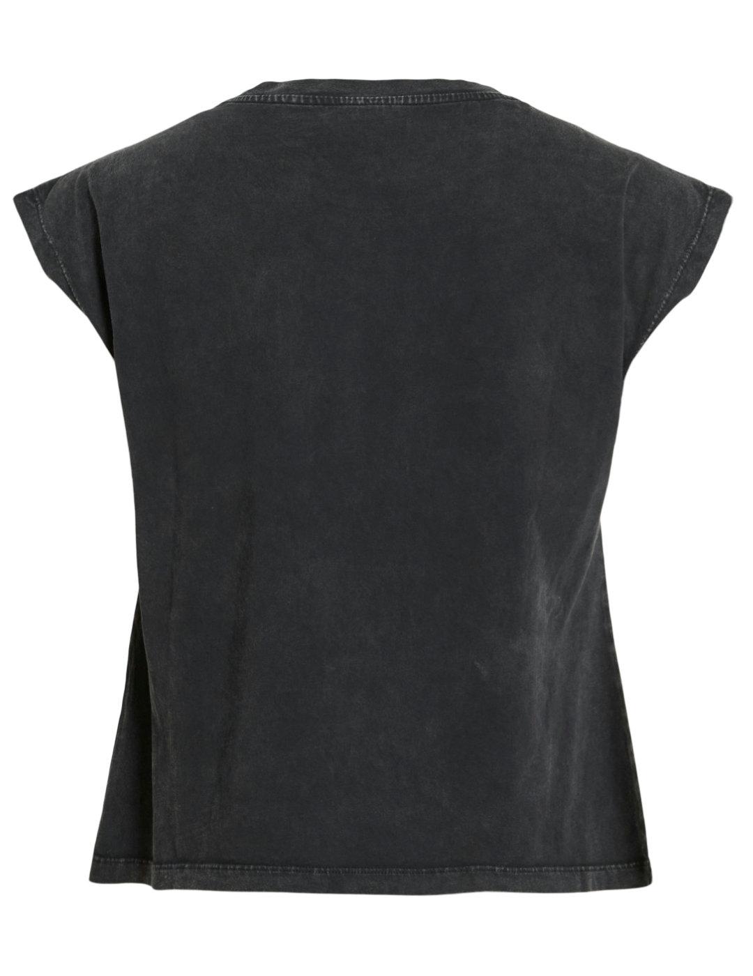 Camiseta Vila Petone negra manga sisa para mujer
