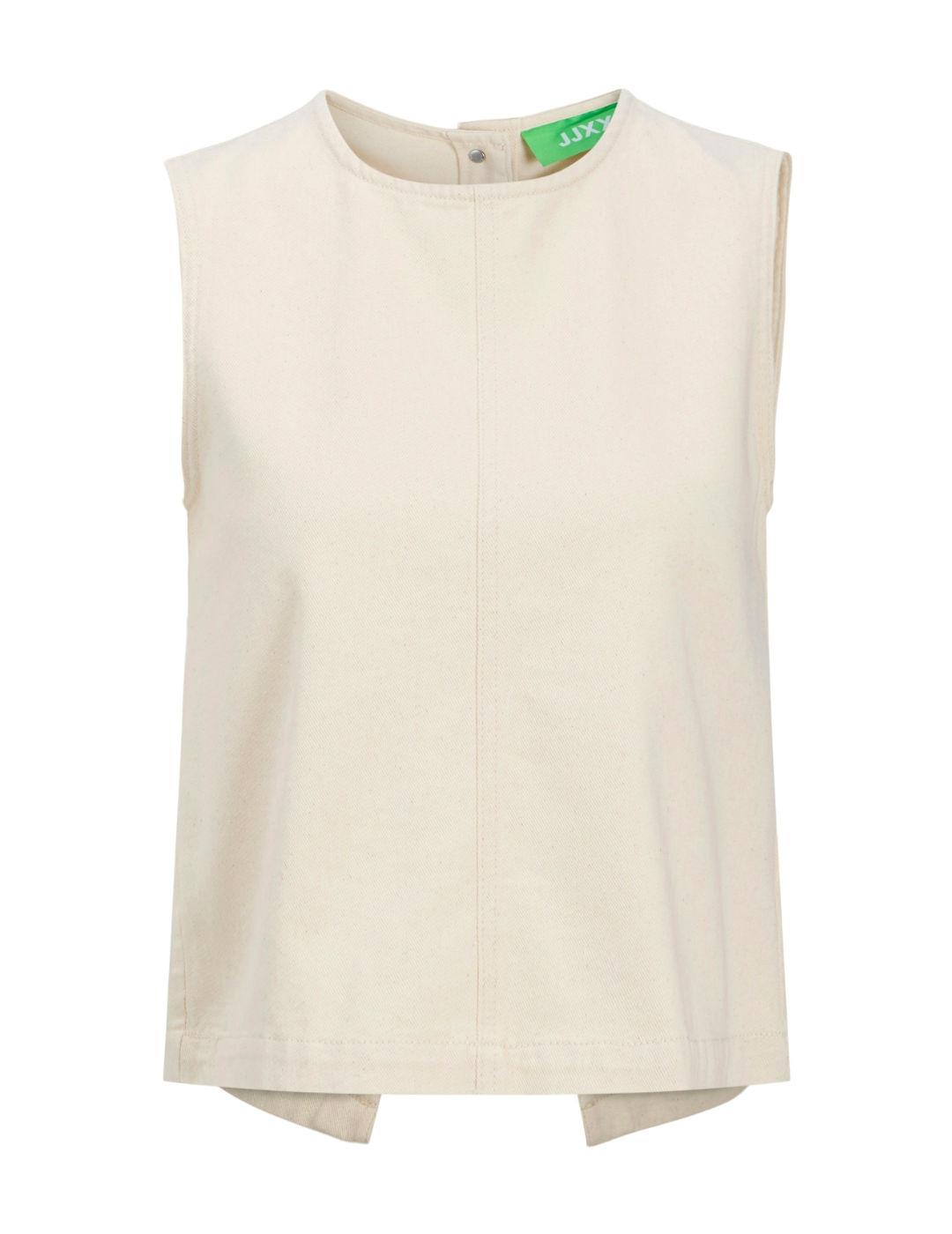 Top vaquero JJXX Dora  beige claro manga sisa de mujer