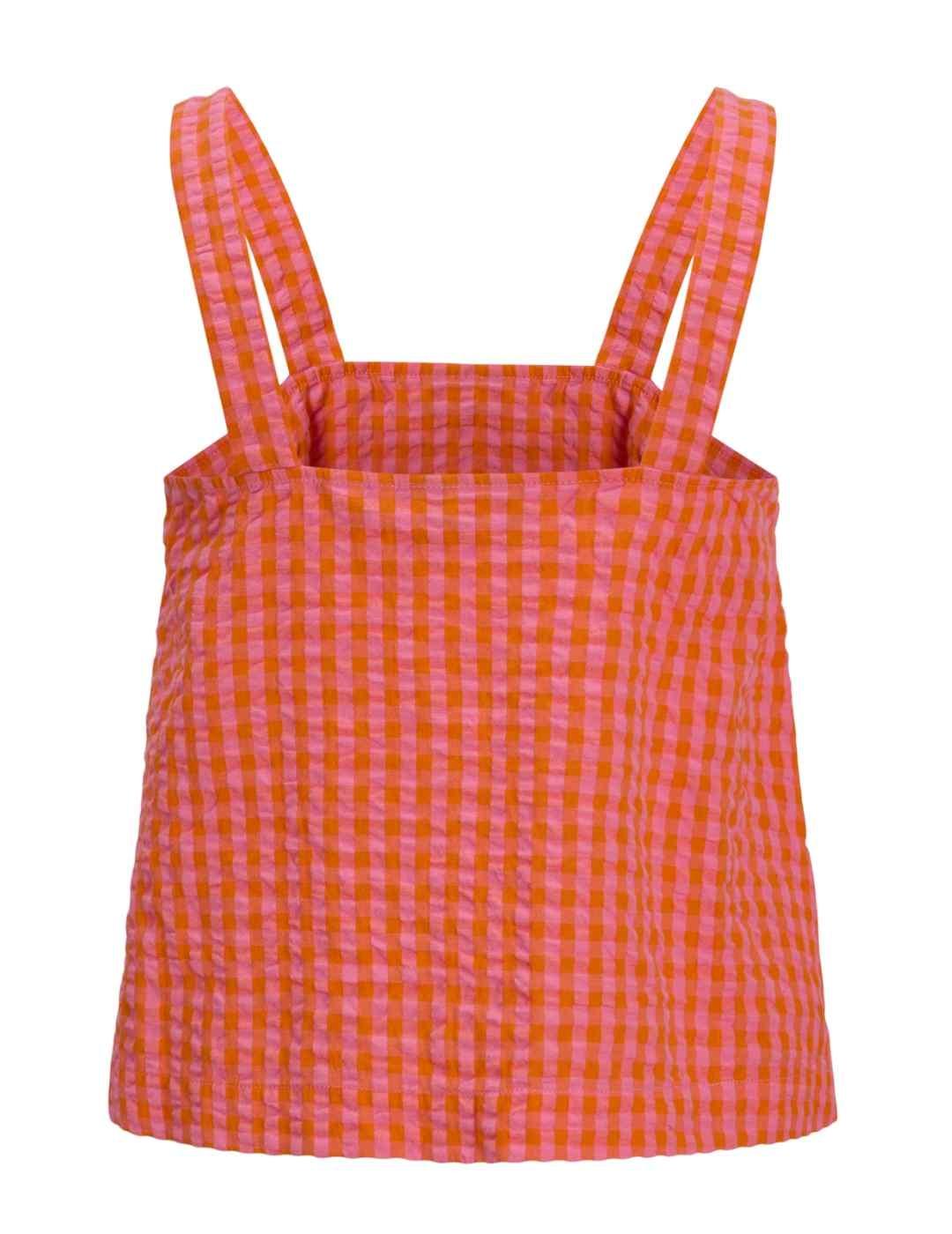 Top JJXX Petra anaranjado vichy tirantes para mujer