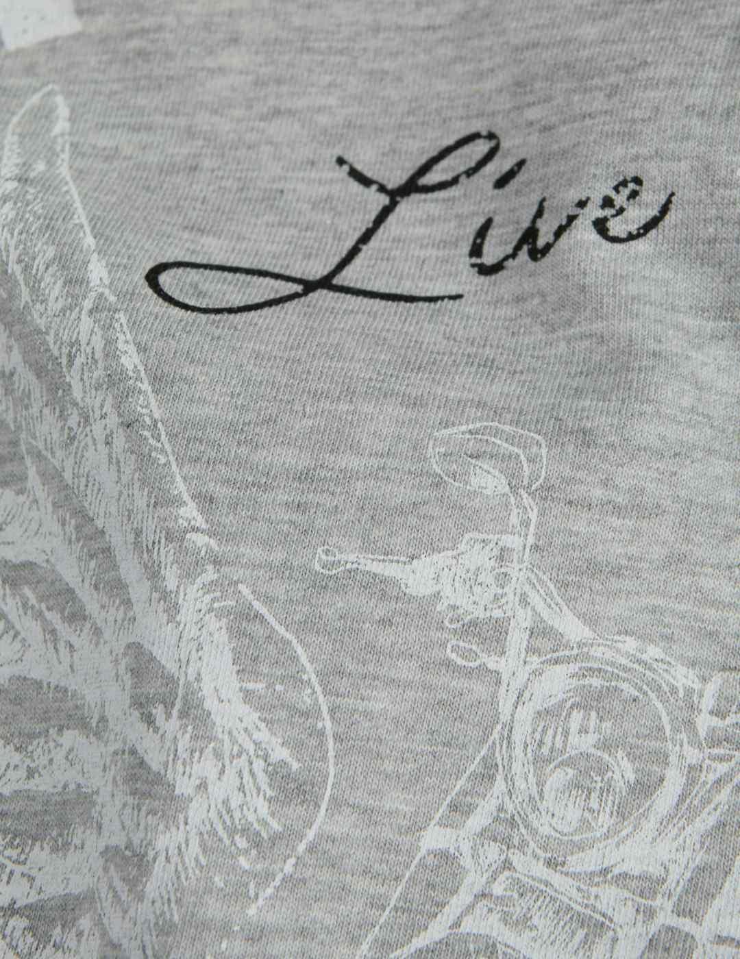 Camiseta JJXX Palma New York gris manga sisa para mujer