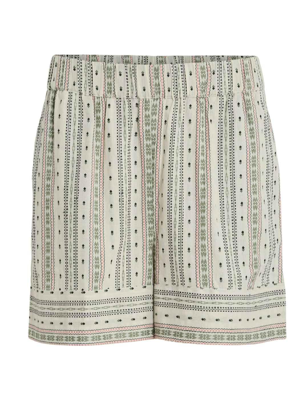 Short Vila Senso beige estampado relaxed fit para mujer