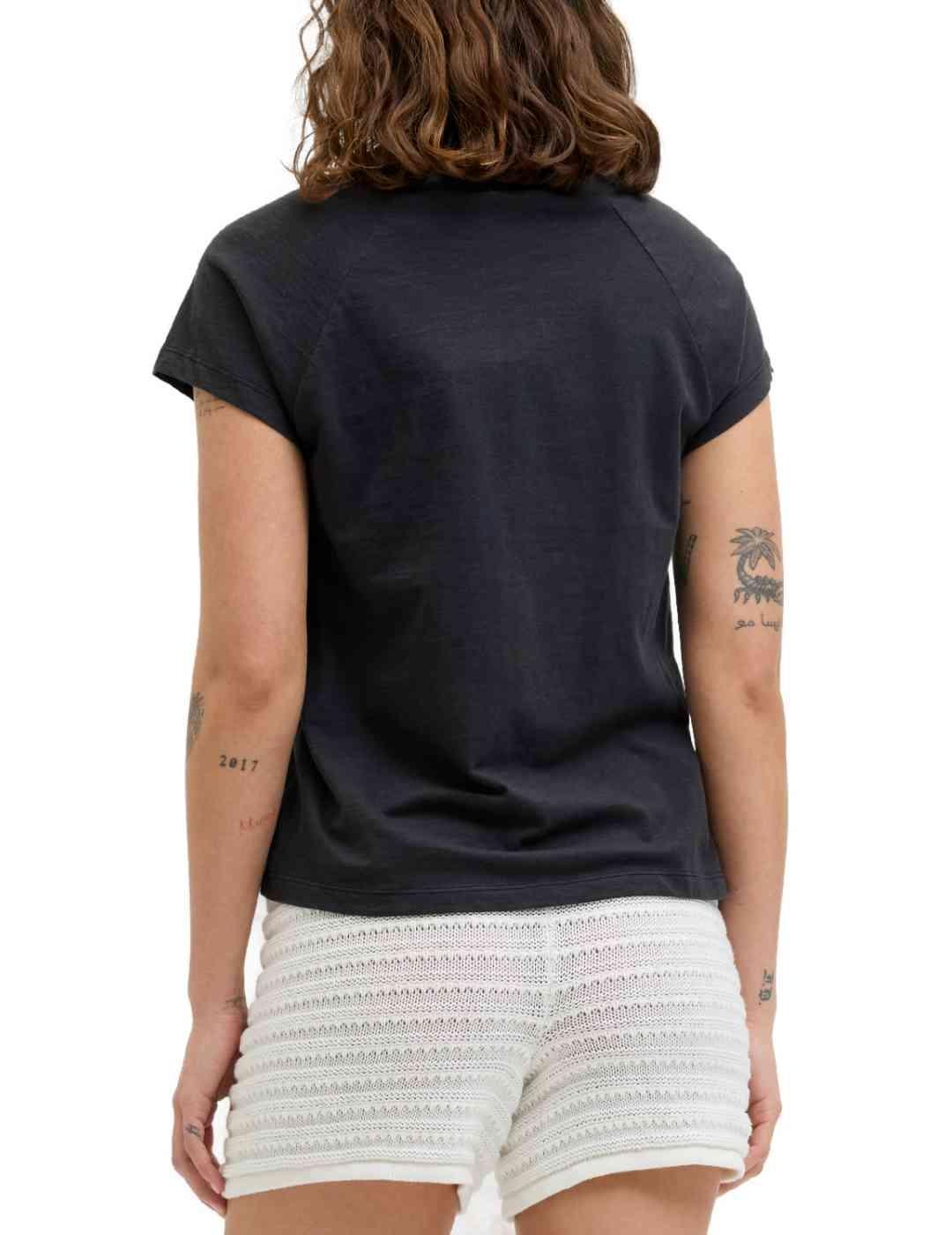 Camiseta JJXX Raglan básica negra manga corta para mujer