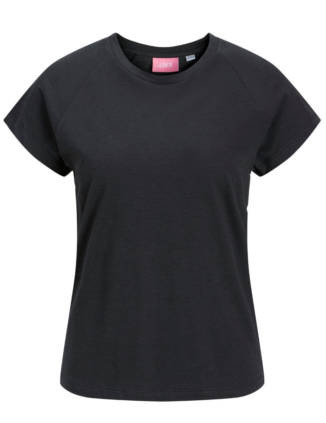 Camiseta JJXX Raglan básica negra manga corta para mujer
