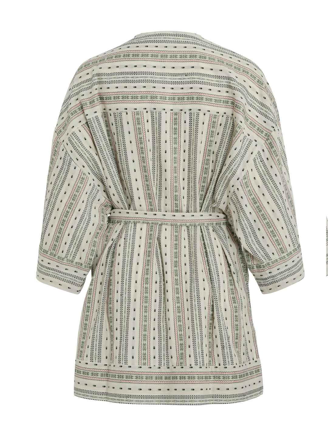 Kimono Vila Senso manga 3/4 crudo con cinturón para mujer