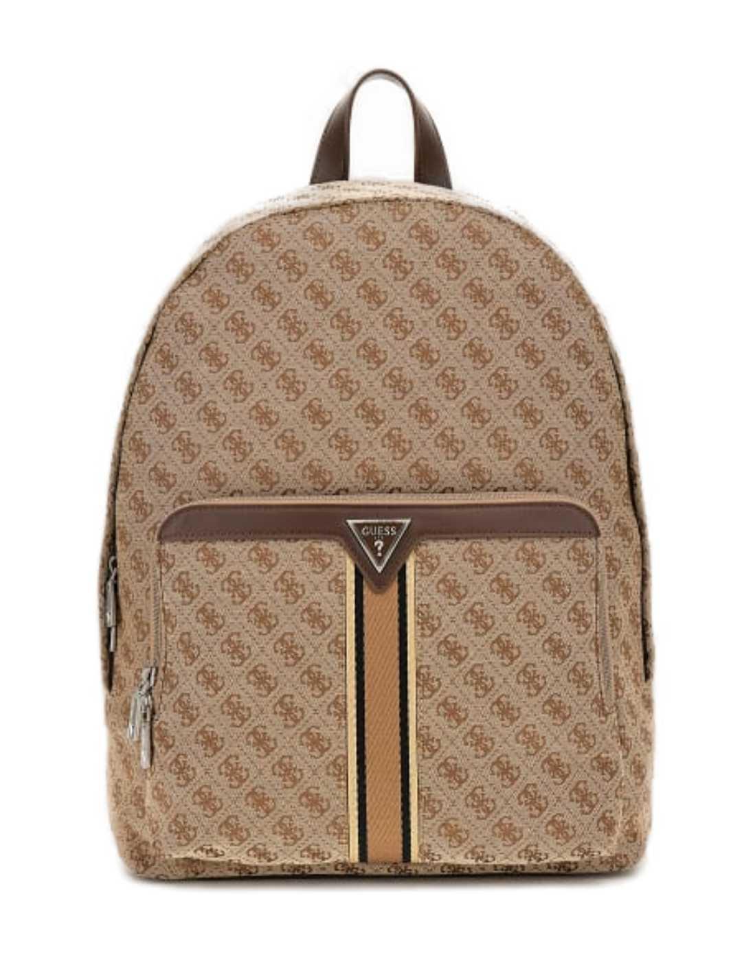 Mochila Guess Milano beige logotipo marrón bolsillos unisex