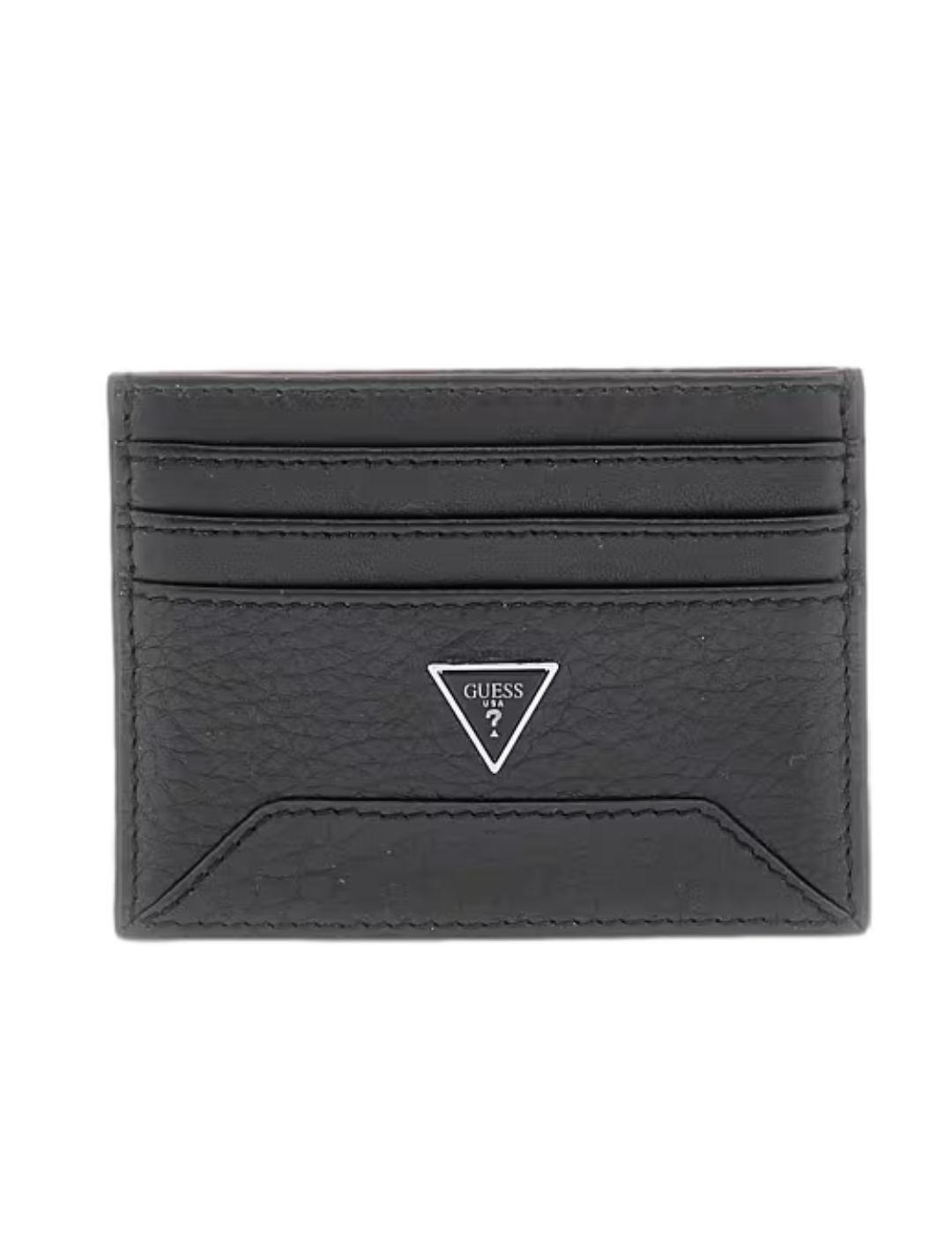 Cartera Guess Barcellona card negra de piel para hombre