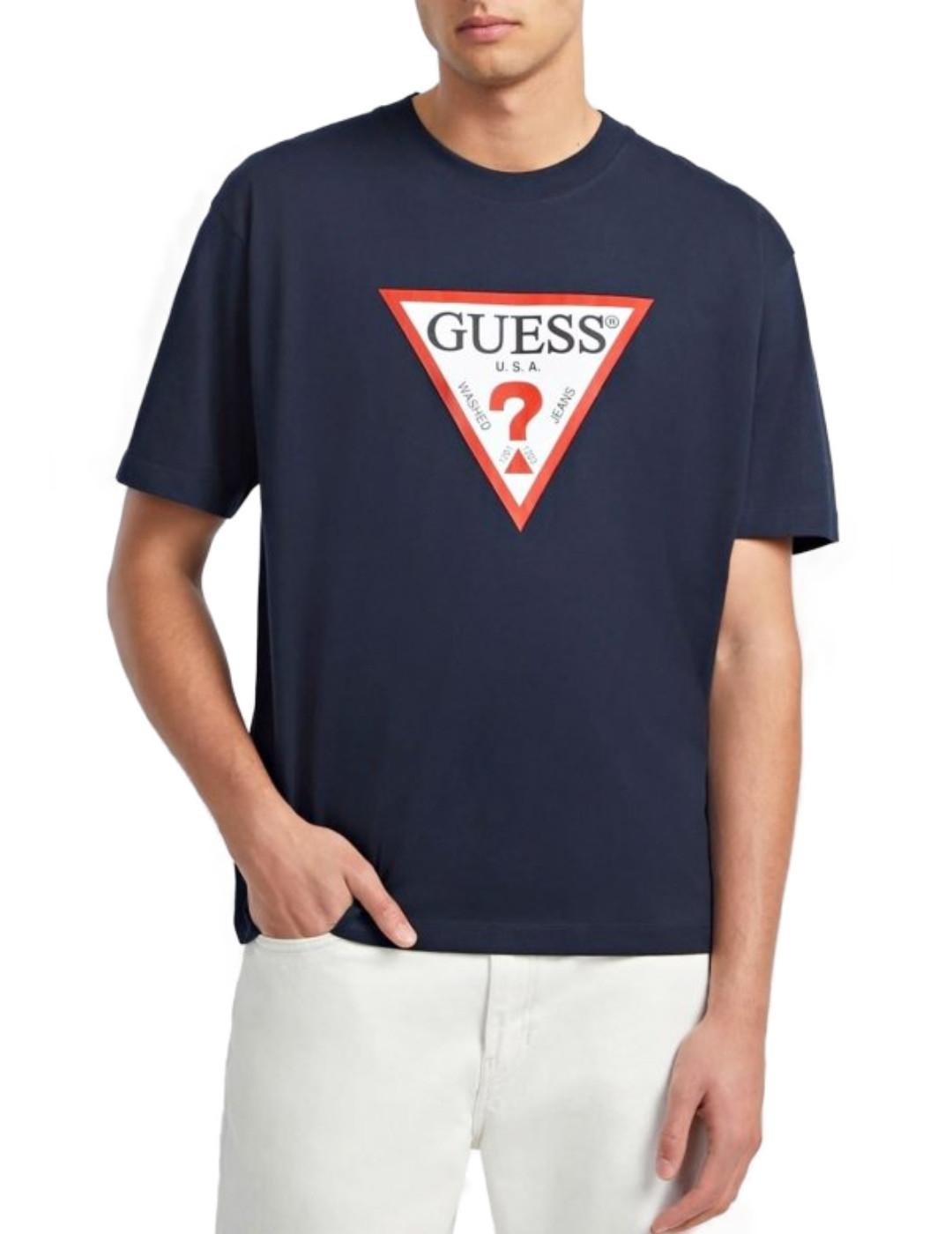 Camiseta Guess Iconic azul marino logo manga corta de hombre