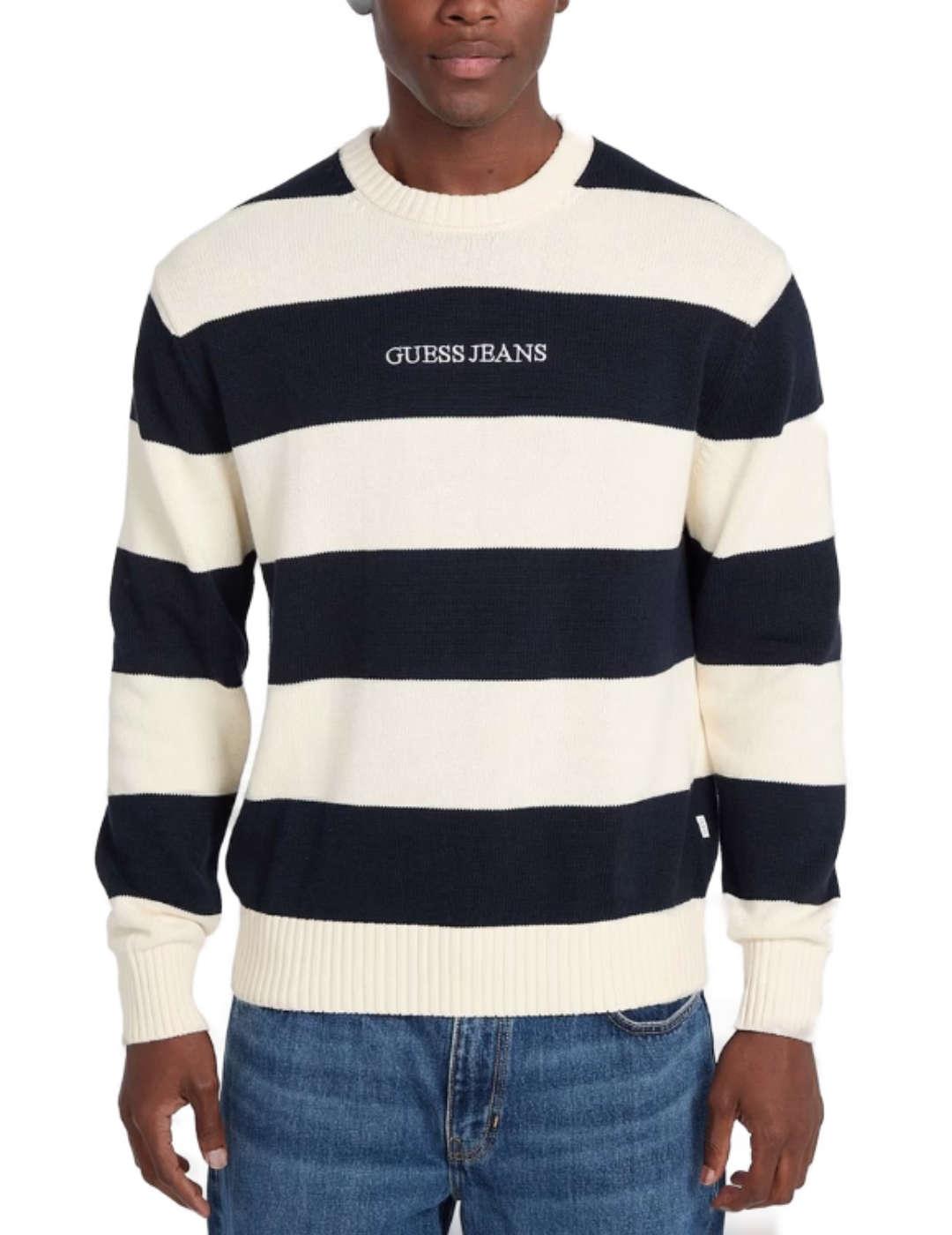 Sudadera Guess jeans Striped rayas marino para hombre
