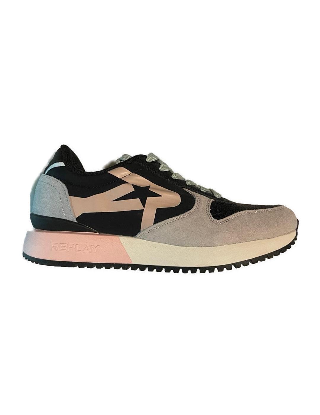 Zapatillas deportivas Replay Fiber negra/beige para mujer