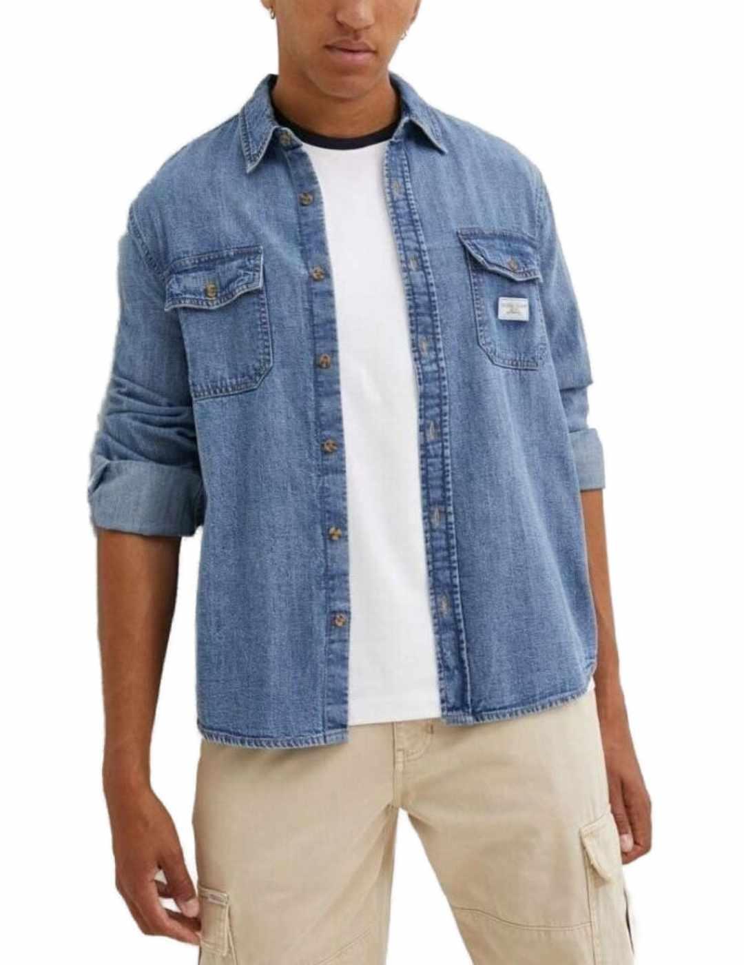 Camisa Guess regular denim azul desgastado para hombre