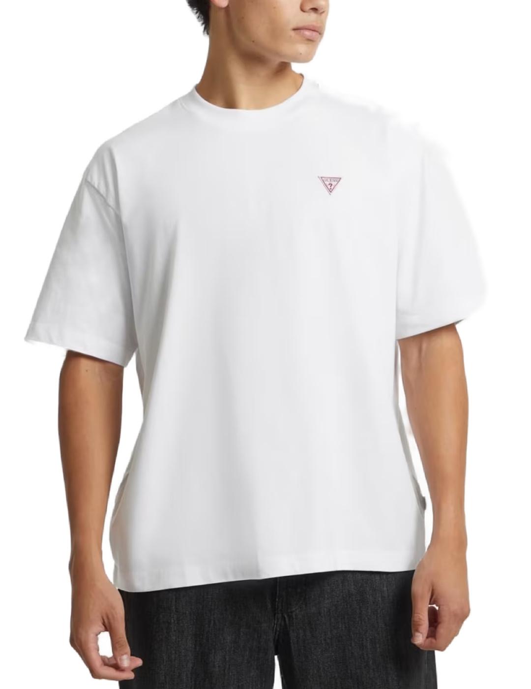 Camiseta Guess mini triángulo blanca manga corta para hombre