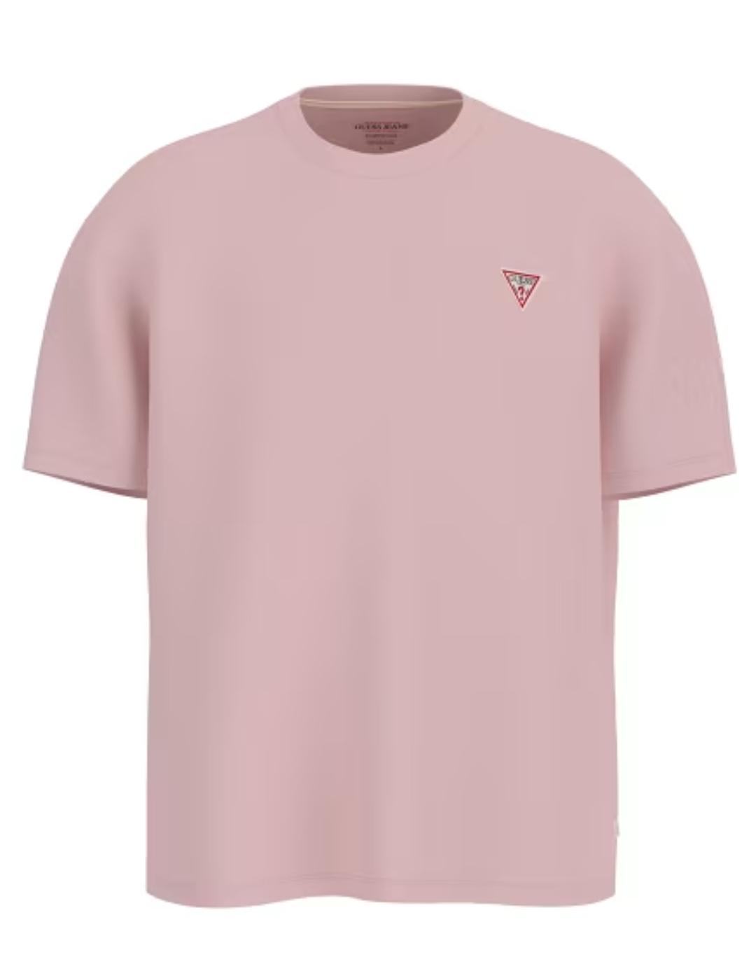 Camiseta Guess mini triángulo rosa manga corta para hombre
