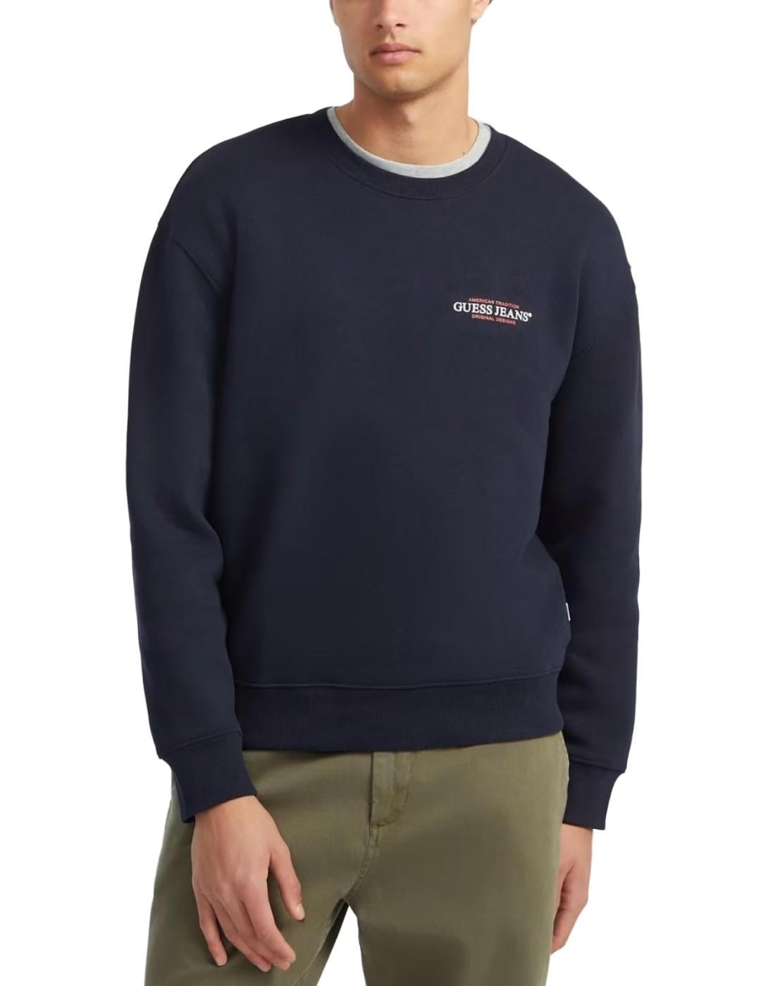 Sudadera Guess Jeans American marino sin capucha para hombre