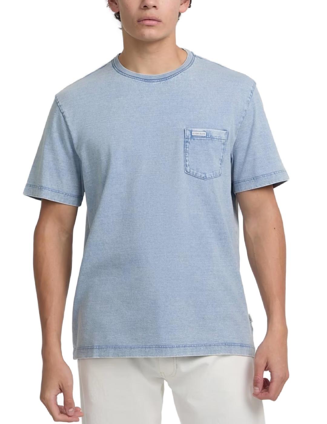 Camiseta Guess Reg celeste manga corta para hombre