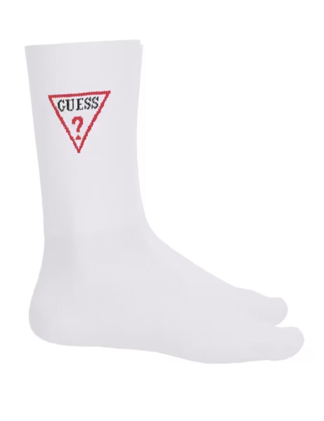Calcetines altos Guess Triangle blancos logotipo unisex