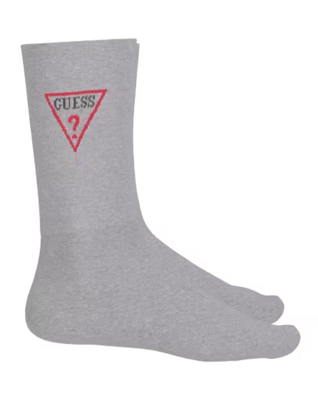 Calcetines altos Guess Triangle gris claro logotipo unisex