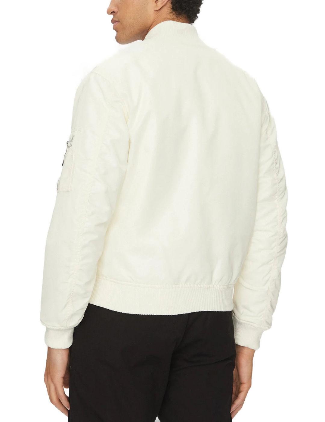 Chaqueta bomber Guess Jeans beige con cremallera para hombre