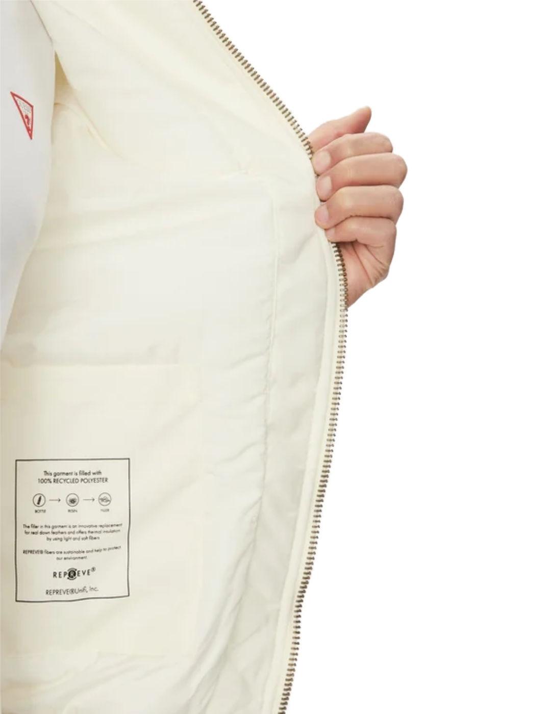 Chaqueta bomber Guess Jeans beige con cremallera para hombre