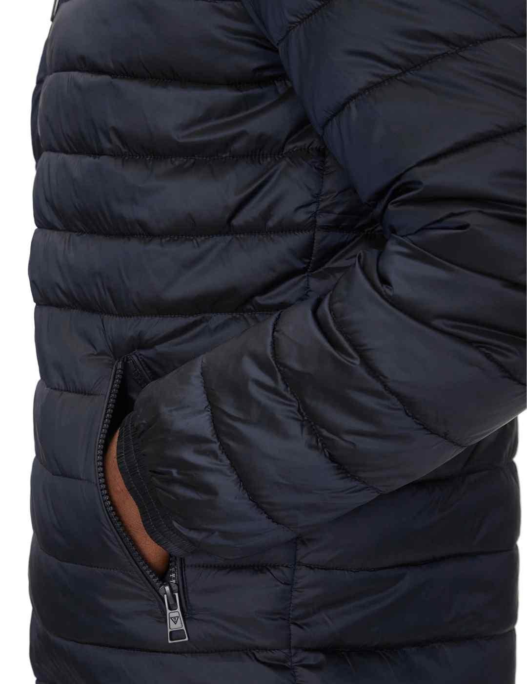 Abrigo Guess Hooded azul marino guateado para hombre