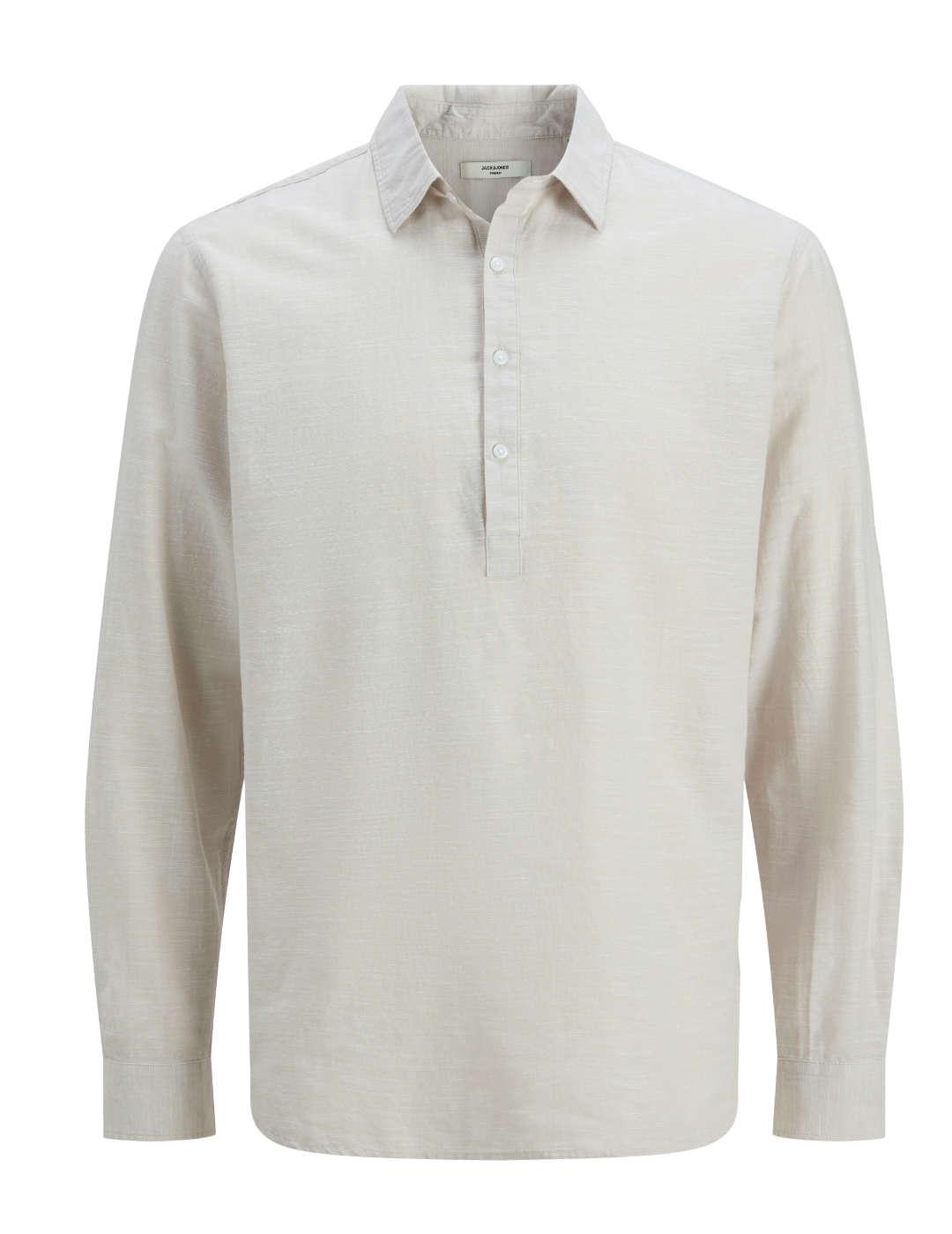 Camisa Jack&Jones Blasummmer gris claro lino para hombre