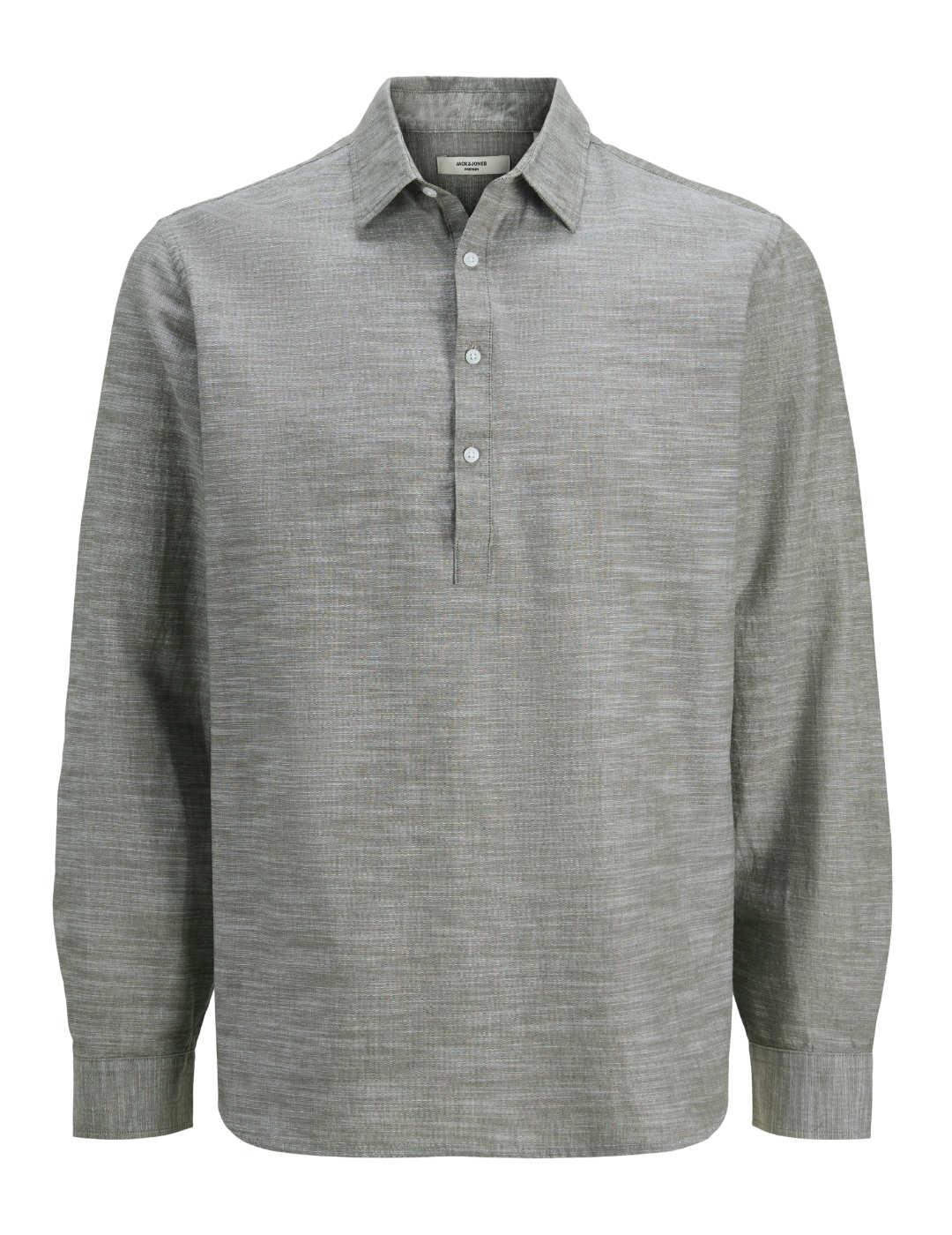 Camisa Jack&Jones Blasummmer gris oscuro lino para hombre