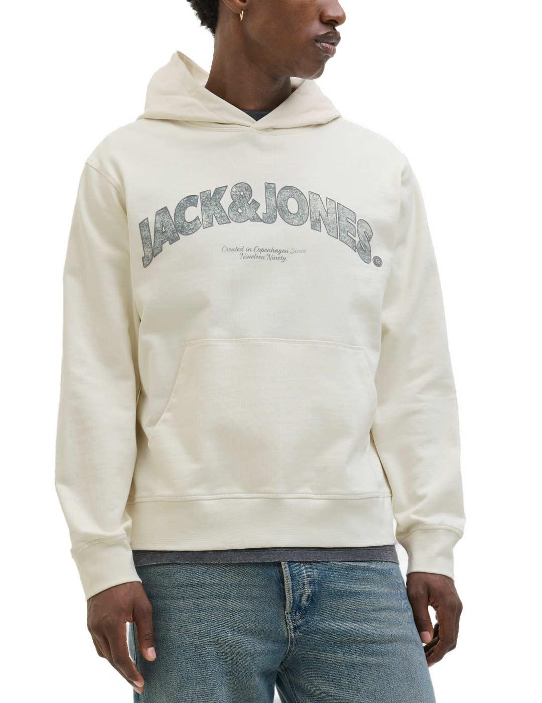Sudadera Jack&Jones Ralmeria blanca con capucha para hombre