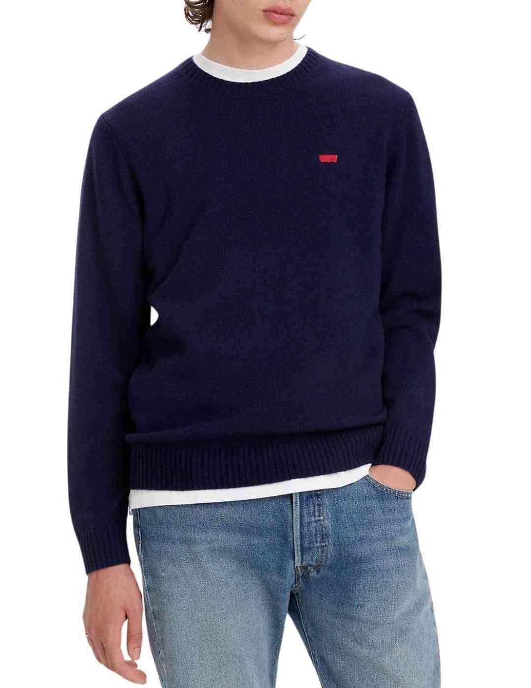 Jersey Levi's punto marino logo rojo cuello redondo hombre