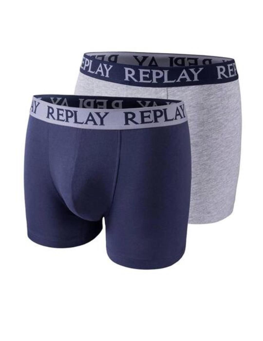 Íntimo Replay Pack de 2 gris/marino trunk para hombre