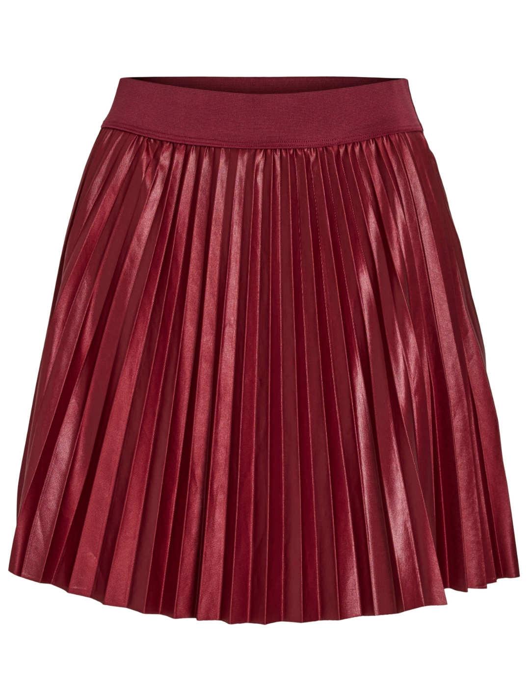 Falda Vila Nitban mini granate brillante plisada para mujer