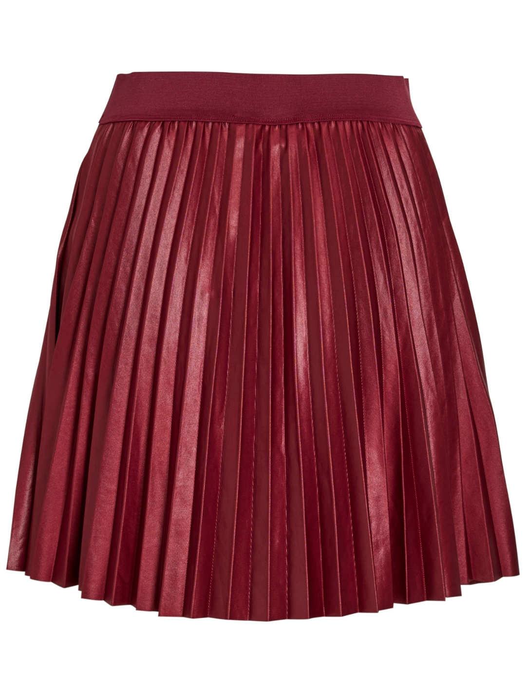 Falda Vila Nitban mini granate brillante plisada para mujer