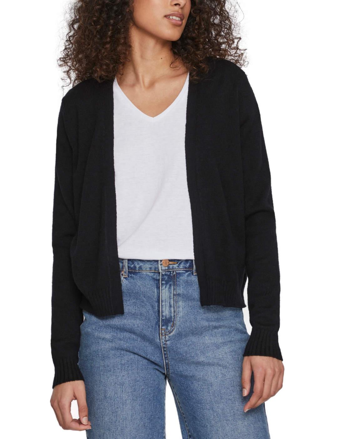 Cárdigan corto Vila Ril en punto negro de punto para mujer