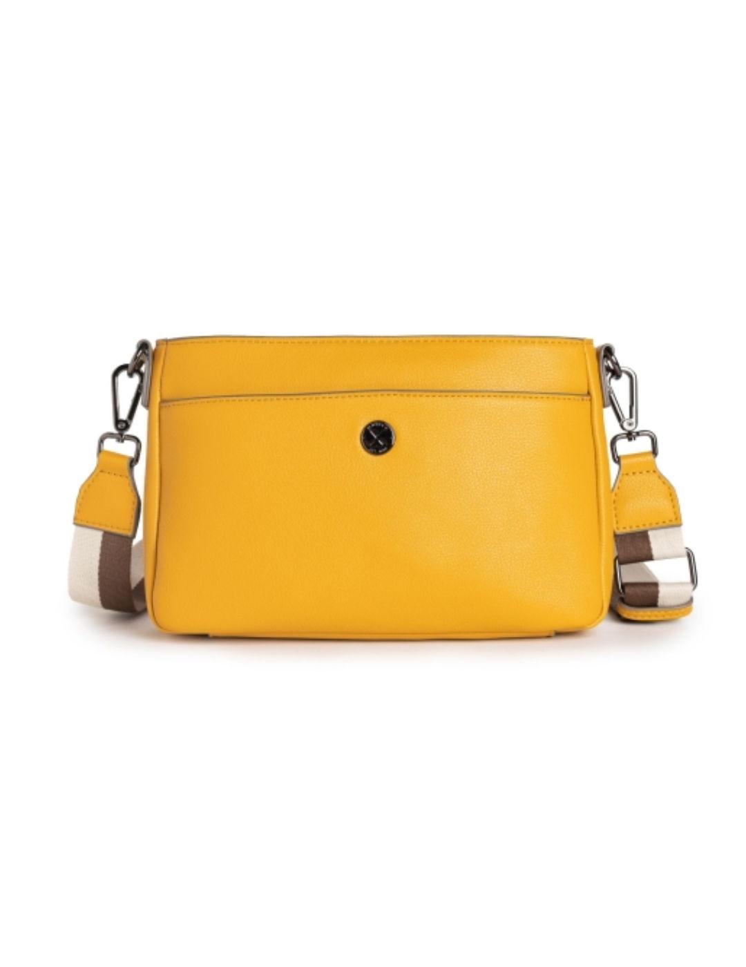 Bolso Munich mostaza cruzado con dos bolsillos para mujer