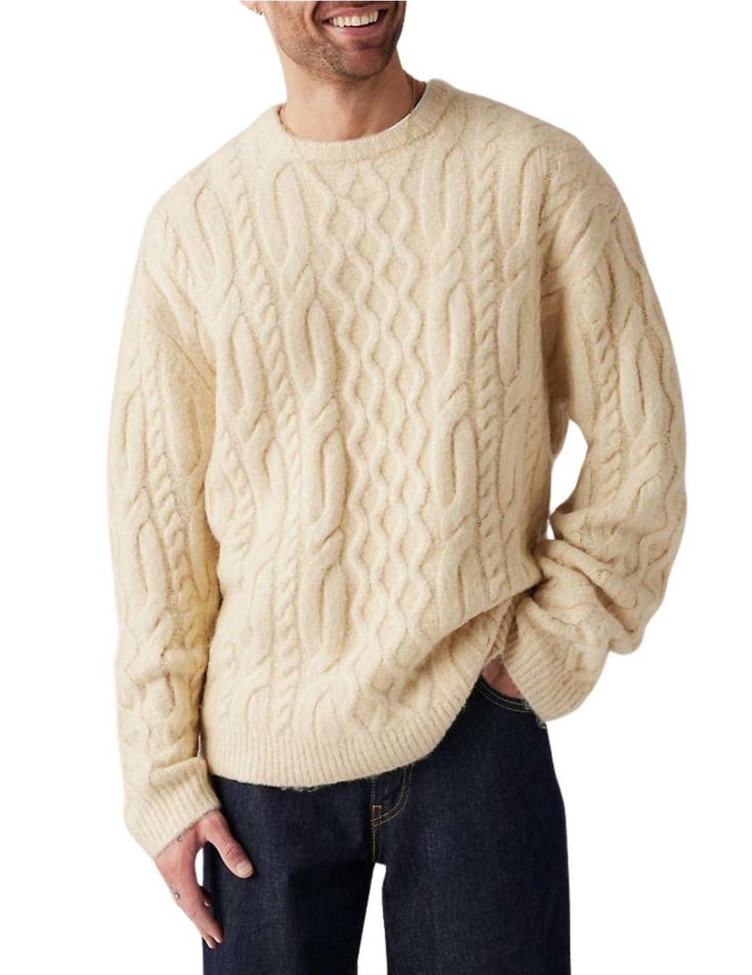 Jersey Levi´s beige trenzado de lana para hombre