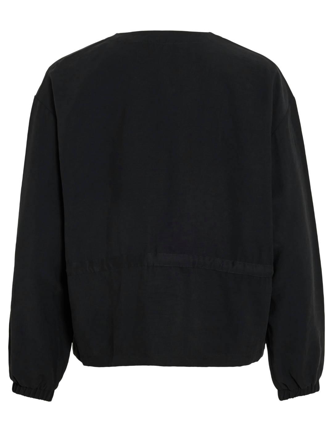 Chaqueta fina Vila Hildur negra sin capucha para mujer