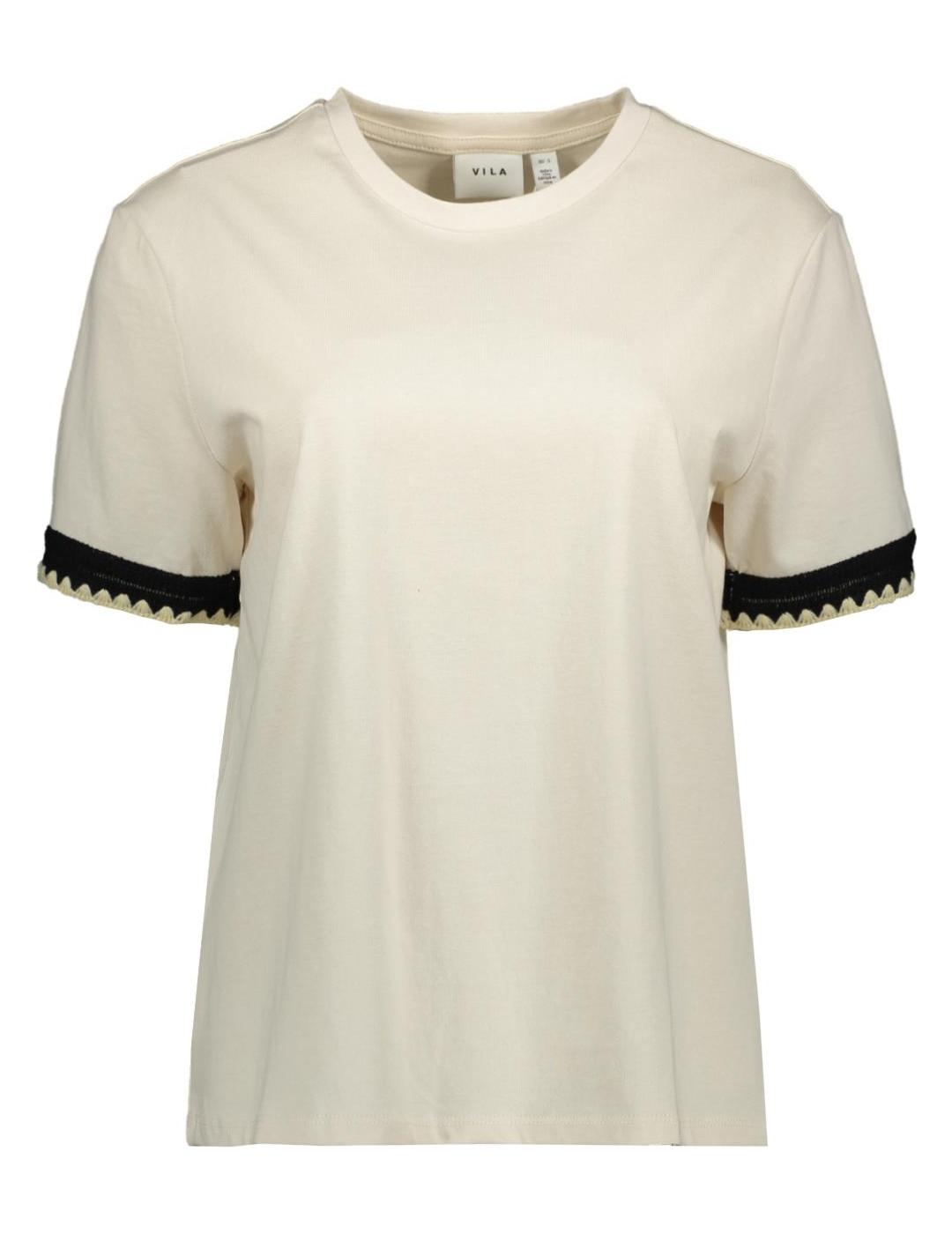 Camiseta Vila Najra beige manga corta para mujer