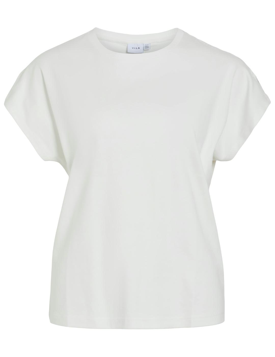 Camiseta básica Vila Pavia blanca manga corta para mujer