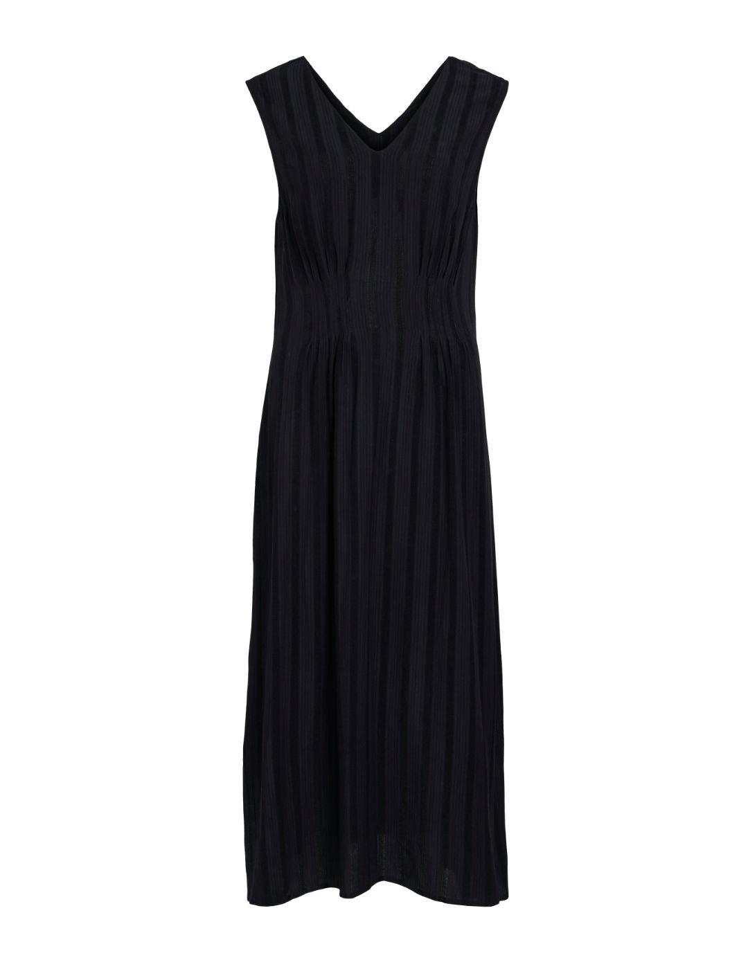 Vestido Vila Yrina largo negro ribeteado para mujer