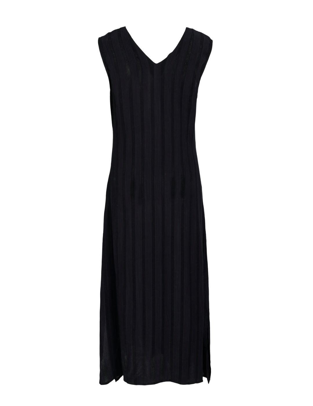Vestido Vila Yrina largo negro ribeteado para mujer