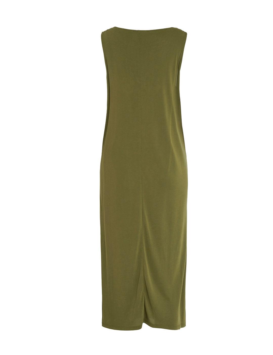 Vestido Vila Madalia midi verde recto manga sisa de mujer