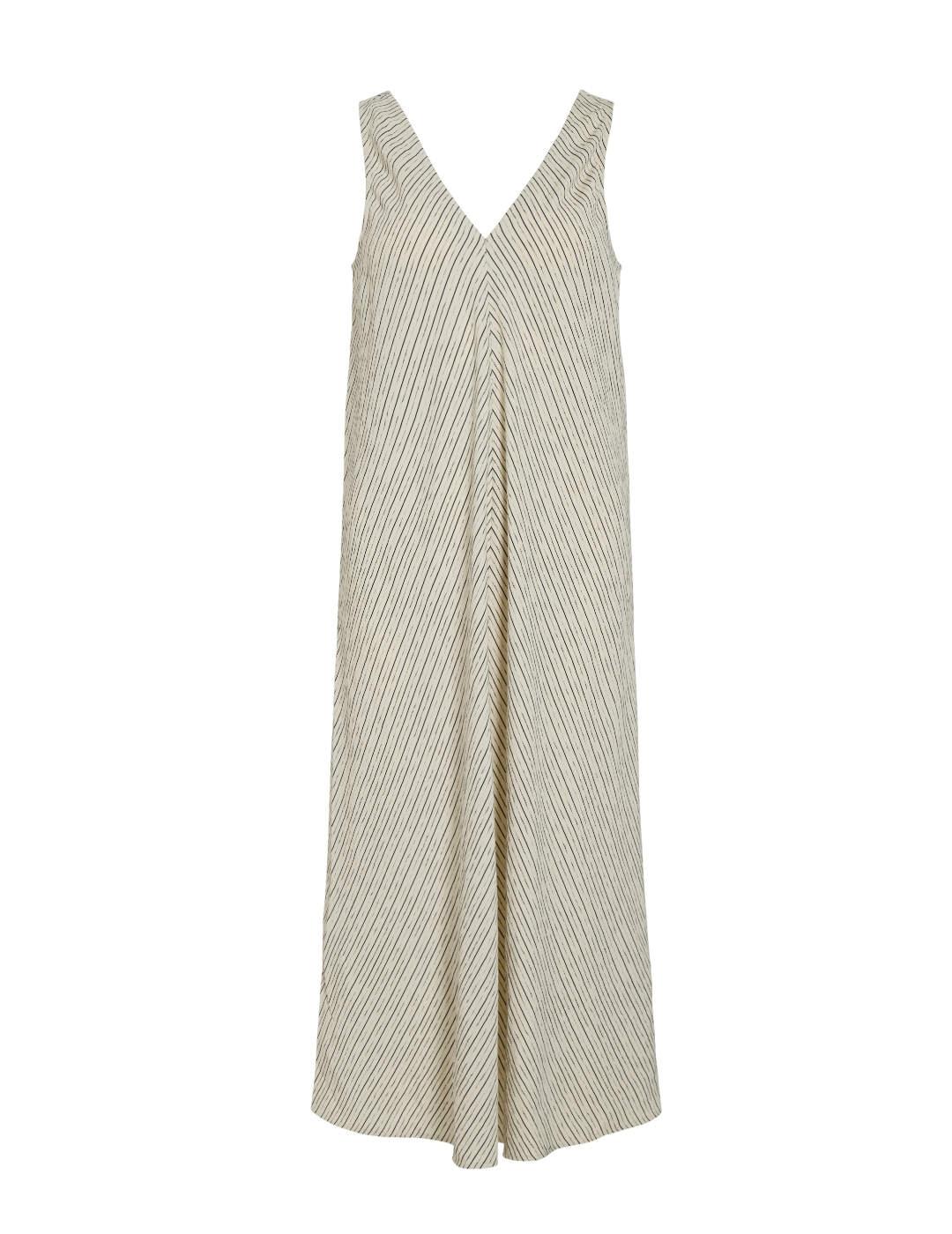 Vestido Vila Binn maxii cuello V blanco manga sisa de mujer