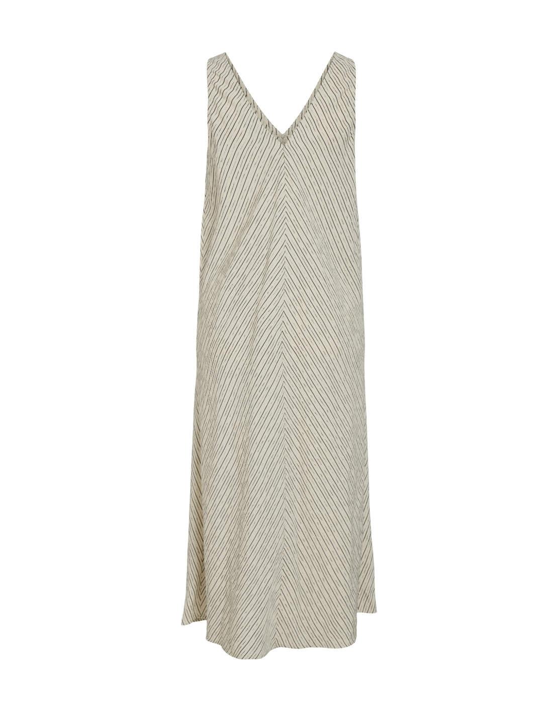 Vestido Vila Binn maxii cuello V blanco manga sisa de mujer