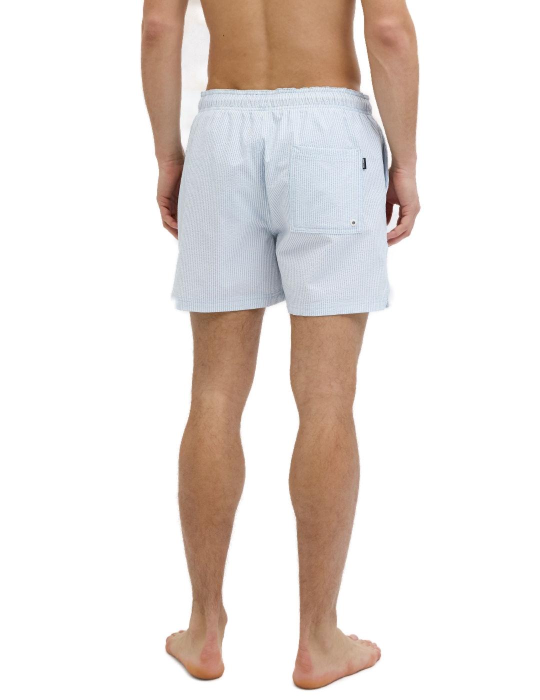 Bañador Jack&Jones Maui azul claro a rayas blancas de hombre