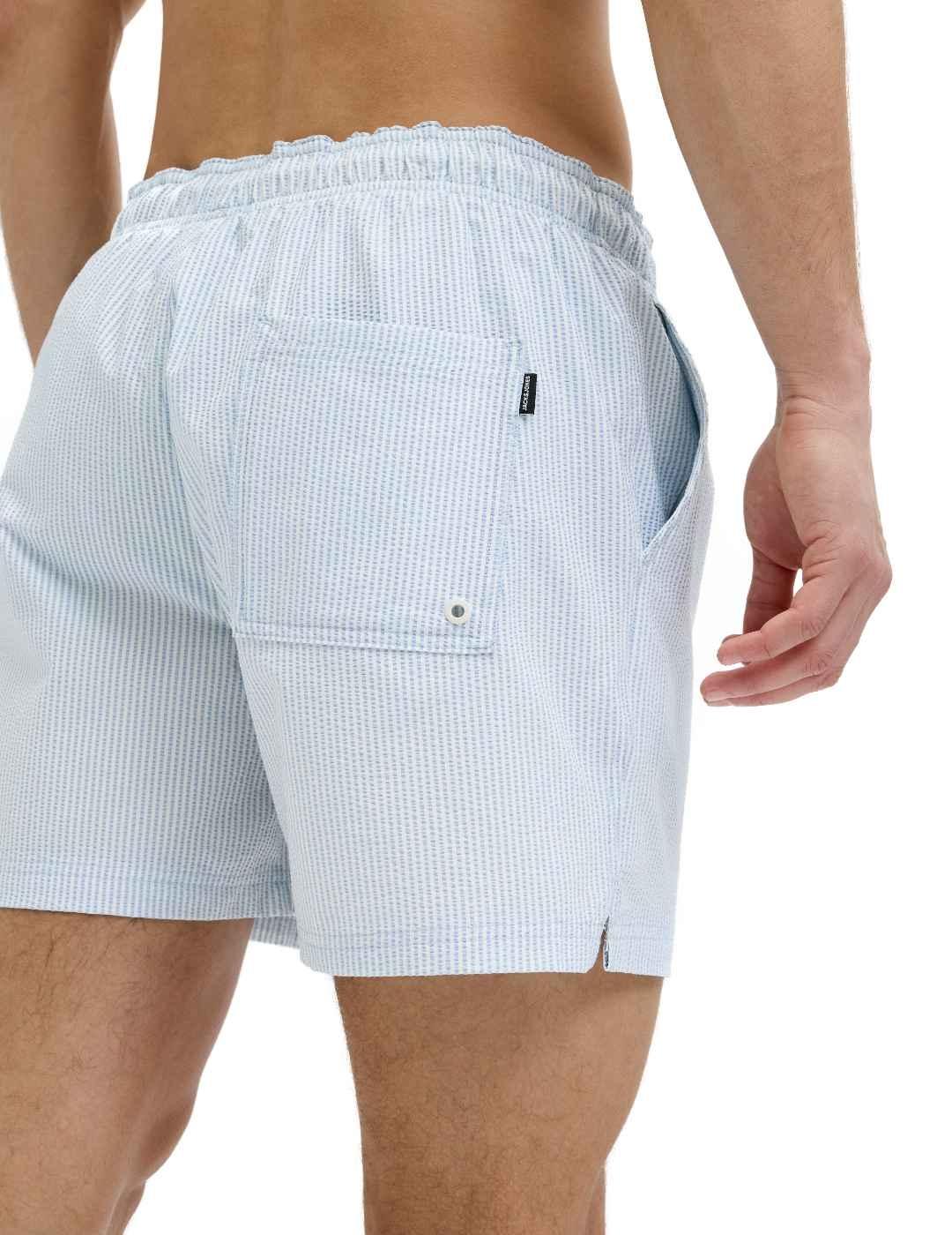 Bañador Jack&Jones Maui azul claro a rayas blancas de hombre