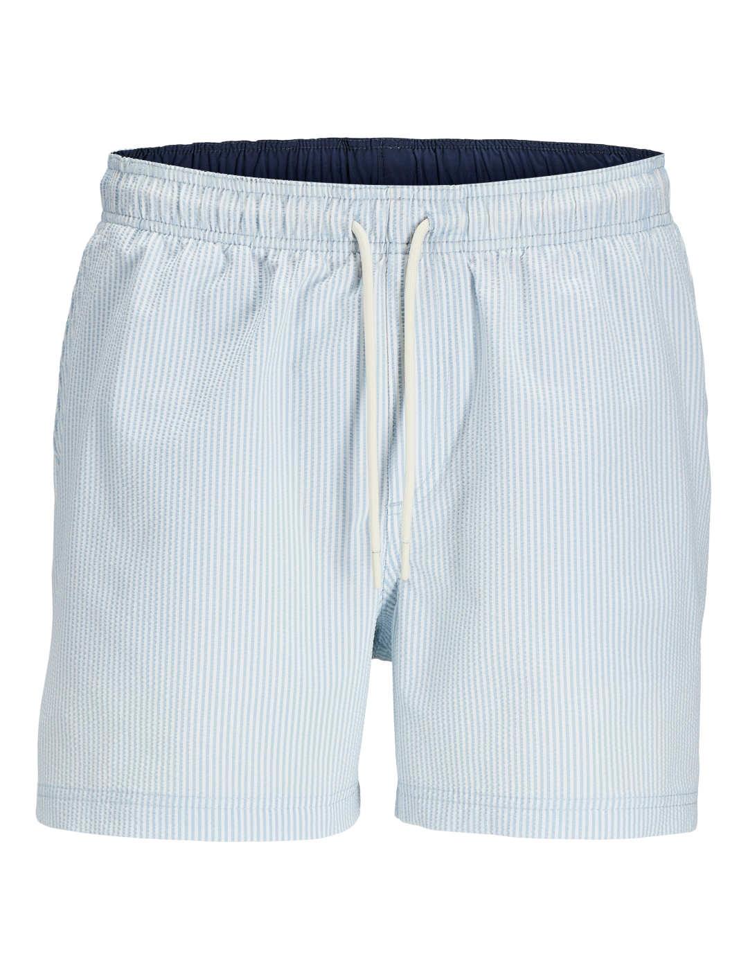 Bañador Jack&Jones Maui azul claro a rayas blancas de hombre